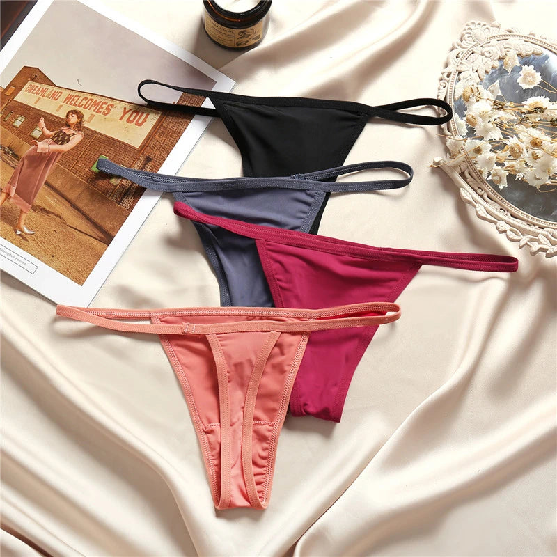 FINETOO 3Pcs/set Sexy Low-rise Thongs Women Bikini Panties T-back