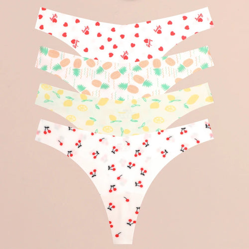 FINETOO 4Pcs Ultra Soft Underwear For Women Sexy Graphic Print