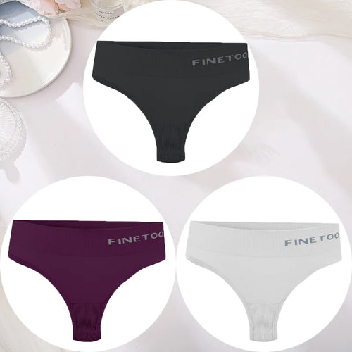 3PCS/Set Women's Panties Sexy Underwear FINETOO Large Size Thong Women