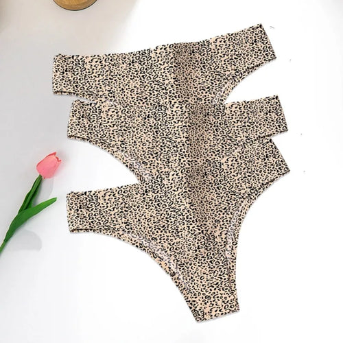 WarmSteps 3Pcs/Set Sexy Leopard Thongs Women's Panties Thongs 2024 New