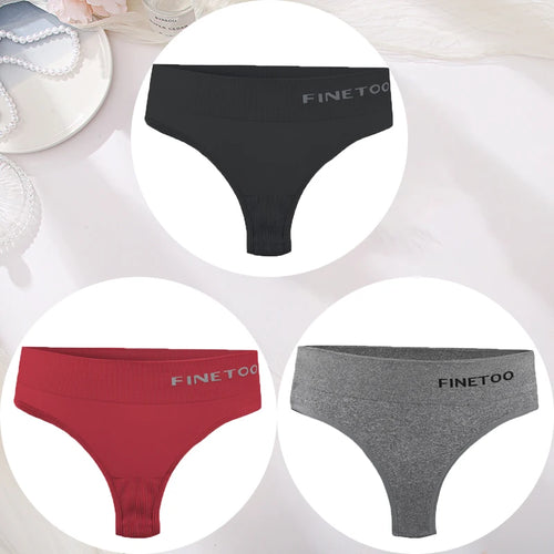 3PCS/Set Women's Panties Sexy Underwear FINETOO Large Size Thong Women