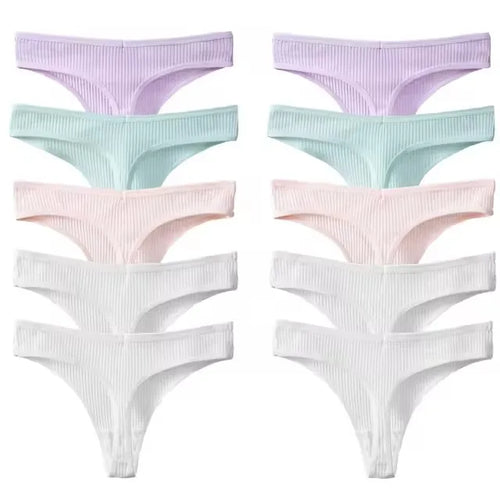 10Pcs/Set Women's New Thong Underwear Cotton Thread Underwear