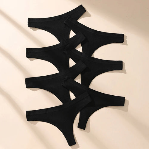 7Pcs/Set Women Thongs Cotton Panties Striped Underwear Sexy Underpants