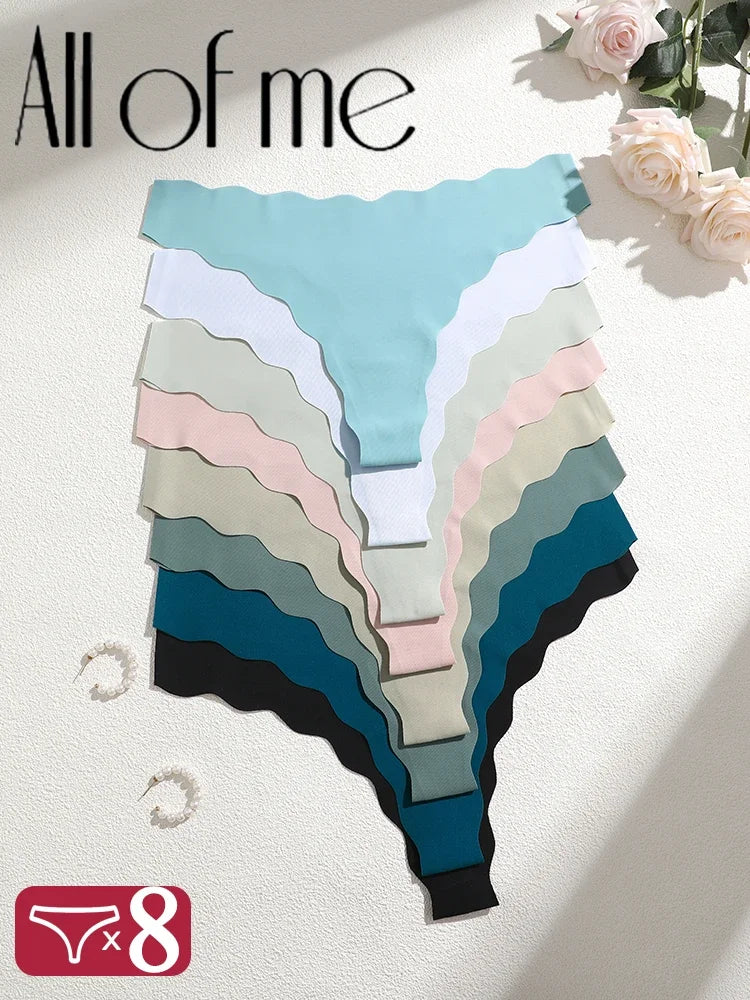 8Pcs Sexy Lingerie Women's Seamless Panties Ice Silk G-String Female