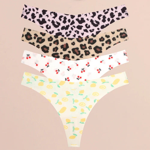 FINETOO 4Pcs Ultra Soft Underwear For Women Sexy Graphic Print