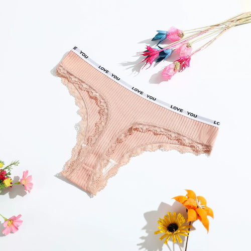 3Pcs/Lot Lace Thong Women's Tanga Low Waist Sexy Lingeries Cotton