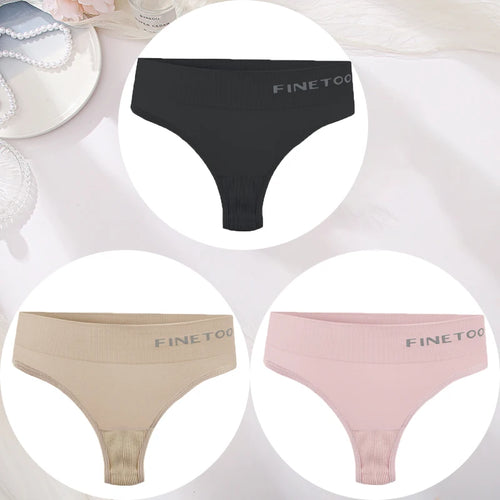 3PCS/Set Women's Panties Sexy Underwear FINETOO Large Size Thong Women