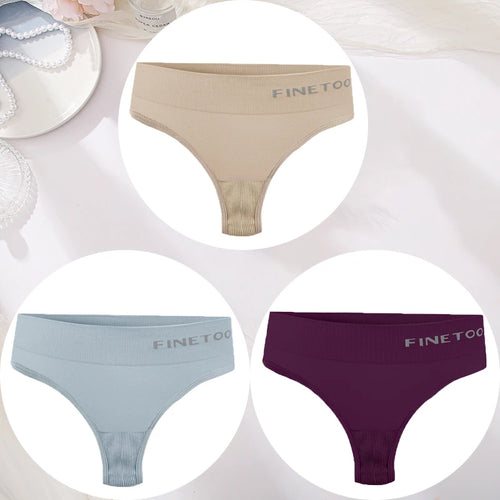 3PCS/Set Women's Panties Sexy Underwear FINETOO Large Size Thong Women