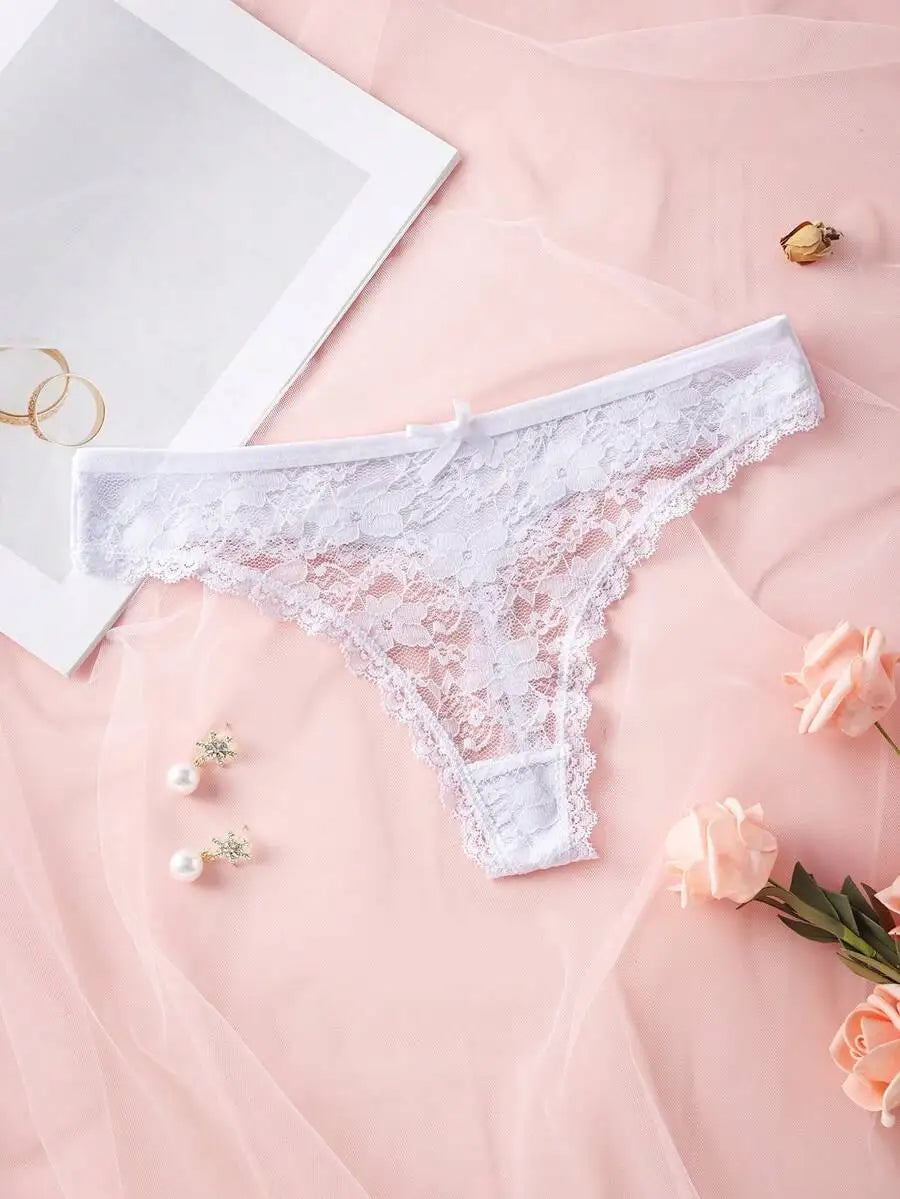 3Pcs Sexy Lace Women Thongs Transparent Women Panties Sexy Underwear