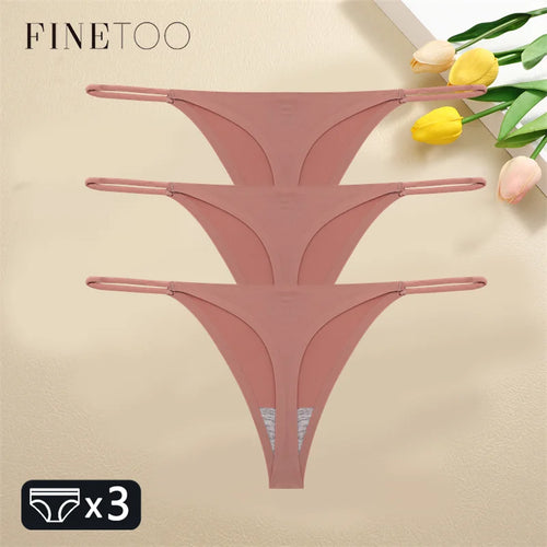 FINETOO 3PCS Women Seamless Thongs Sexy Low Waist Bikini Panties