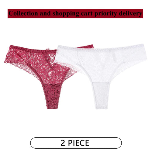 CINOON 2Pcs/Lot Women Sexy Lace Embroidery Panties Low-waist Underwear