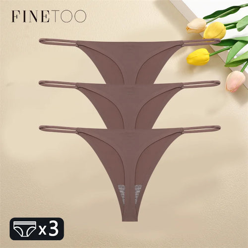 FINETOO 3PCS Women Seamless Thongs Sexy Low Waist Bikini Panties