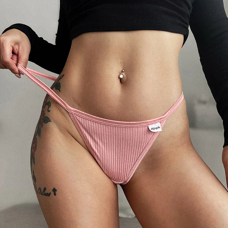 Cotton  Sexy Women's Panties Simple Thongs Lingerie Briefs Female
