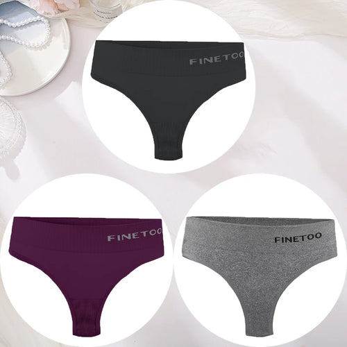 3PCS/Set Women's Panties Sexy Underwear FINETOO Large Size Thong Women