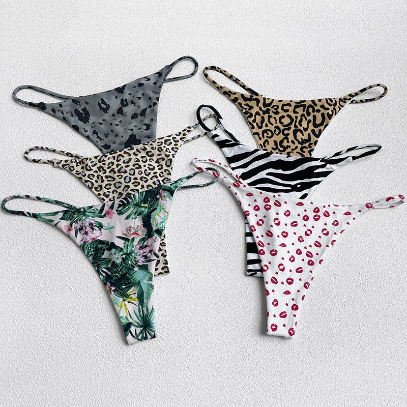 Cotton Leopard G String Flower Women Panties Sexy Briefs Thong Low