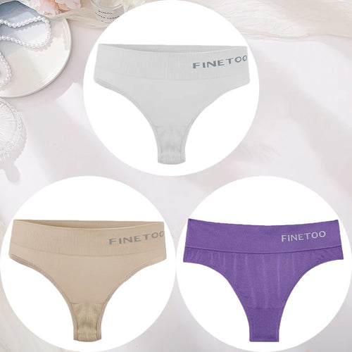 3PCS/Set Women's Panties Sexy Underwear FINETOO Large Size Thong Women