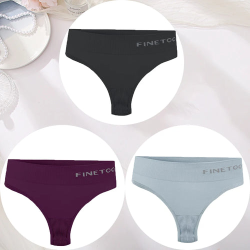3PCS/Set Women's Panties Sexy Underwear FINETOO Large Size Thong Women