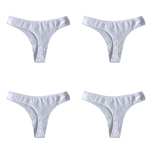 4Pcs/Set Cotton Thongs For Women Low Rise Panties Sexy G-String Female