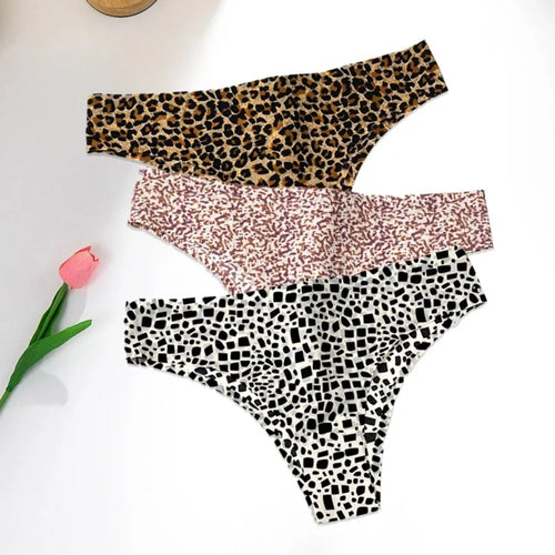 WarmSteps 3Pcs/Set Sexy Leopard Thongs Women's Panties Thongs 2024 New