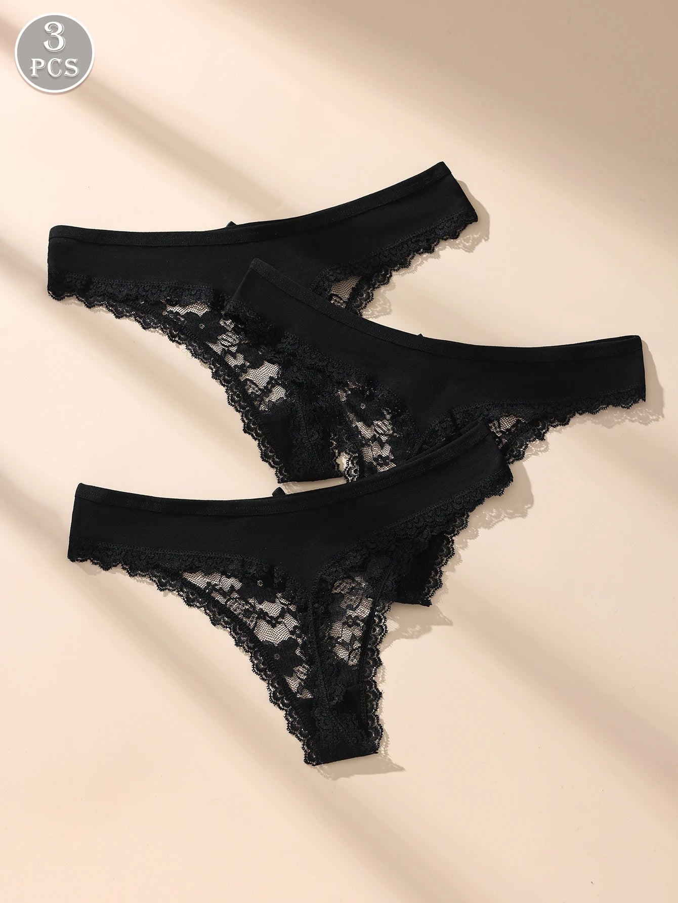 Awesomea 3Pcs Women’s Lace Bow Underwear – Soft Comfortable Low Waist