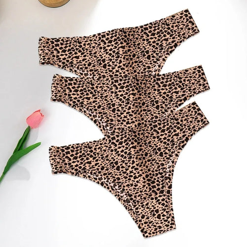 WarmSteps 3Pcs/Set Sexy Leopard Thongs Women's Panties Thongs 2024 New