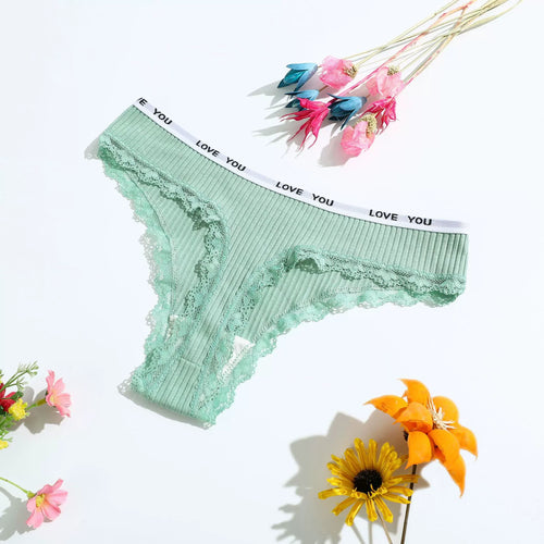 3Pcs/Lot Lace Thong Women's Tanga Low Waist Sexy Lingeries Cotton