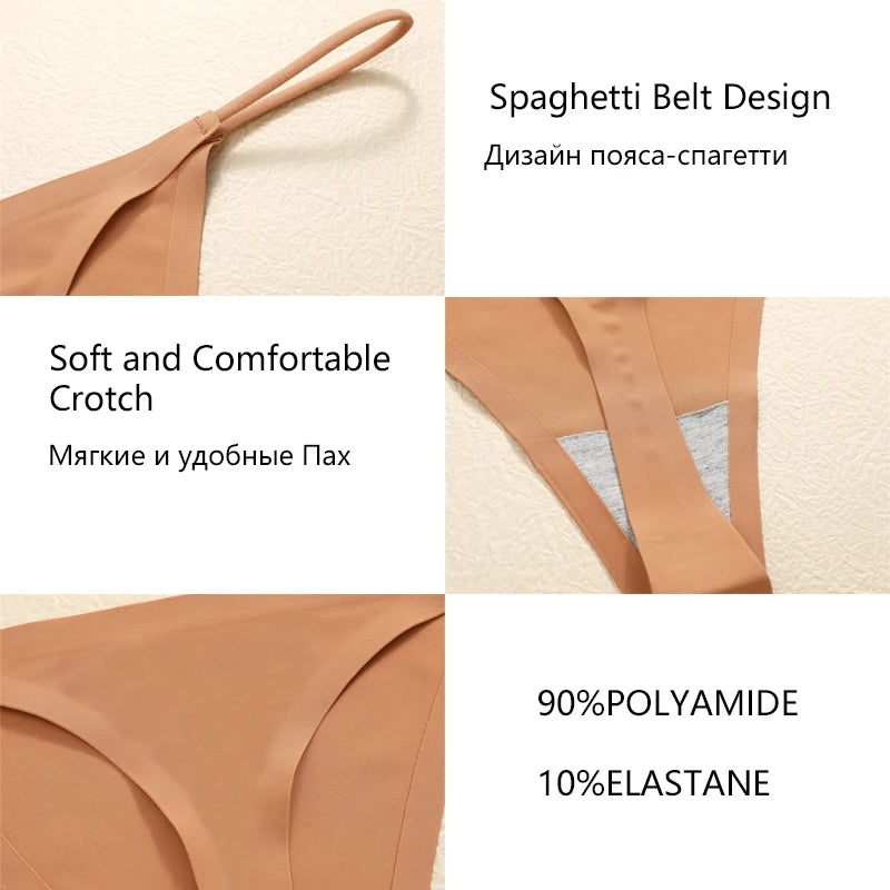 FINETOO 3PCS Women Seamless Thongs Sexy Low Waist Bikini Panties