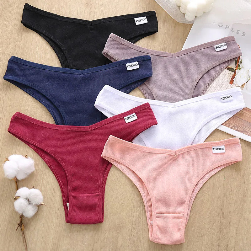 5Pcs/Set Women Cotton Brazilian Panties V Waist Female Underwear