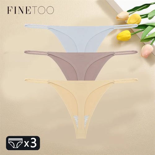 FINETOO 3PCS Women Seamless Thongs Sexy Low Waist Bikini Panties
