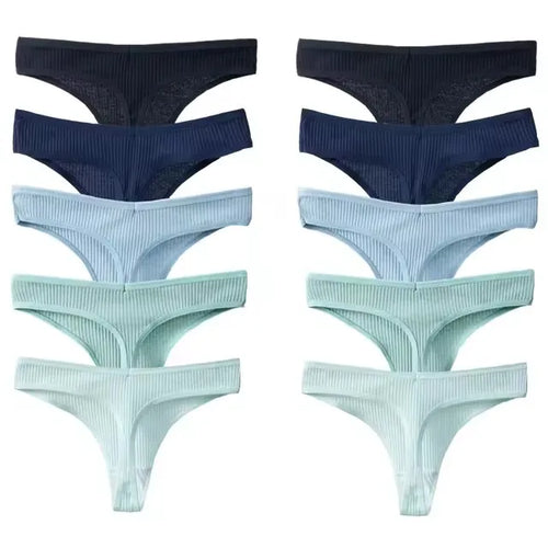 10Pcs/Set Women's New Thong Underwear Cotton Thread Underwear
