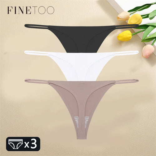 FINETOO 3PCS Women Seamless Thongs Sexy Low Waist Bikini Panties