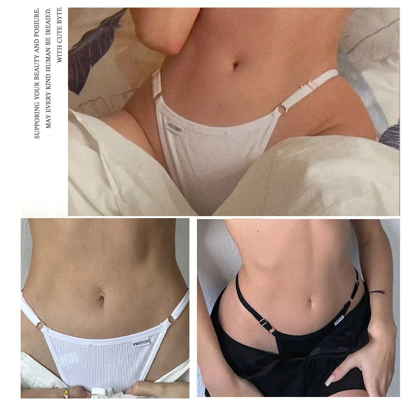 5Pcs Women's Cotton Adjustable Waist Panties Sexy Thongs G-String
