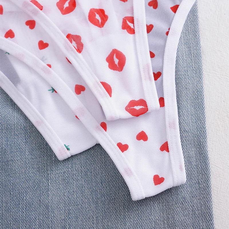 5pcs/Set Print Design Sexy Women thongs Fashion New Panty Underwear