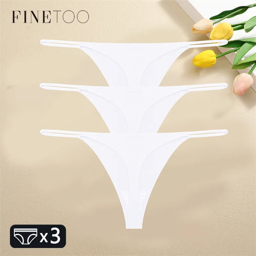 FINETOO 3PCS Women Seamless Thongs Sexy Low Waist Bikini Panties