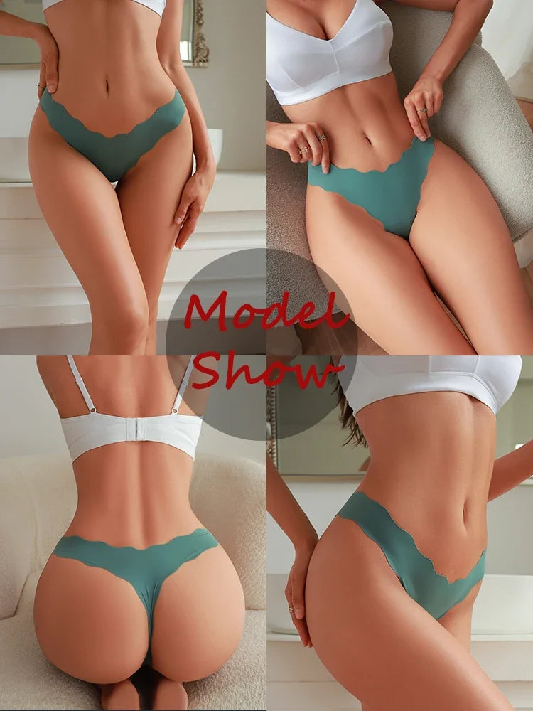 8Pcs Sexy Lingerie Women's Seamless Panties Ice Silk G-String Female