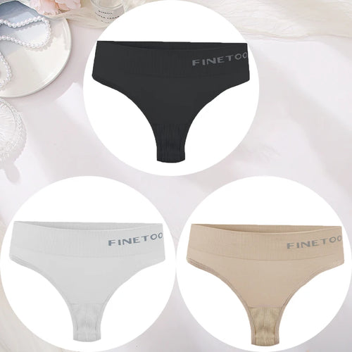 3PCS/Set Women's Panties Sexy Underwear FINETOO Large Size Thong Women