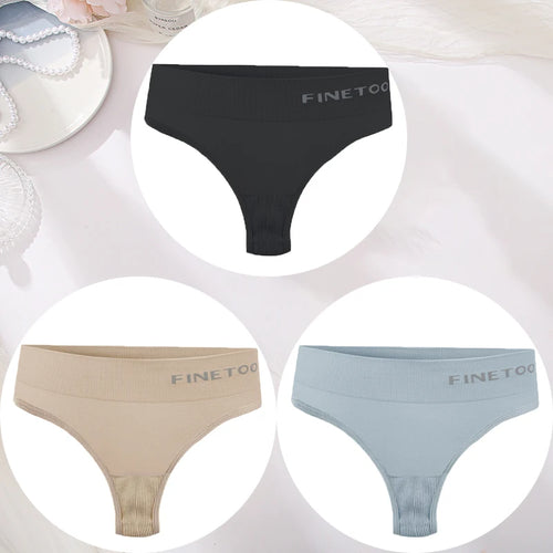3PCS/Set Women's Panties Sexy Underwear FINETOO Large Size Thong Women