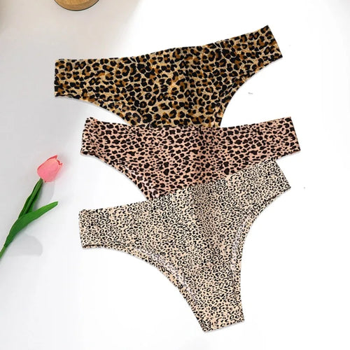 WarmSteps 3Pcs/Set Sexy Leopard Thongs Women's Panties Thongs 2024 New