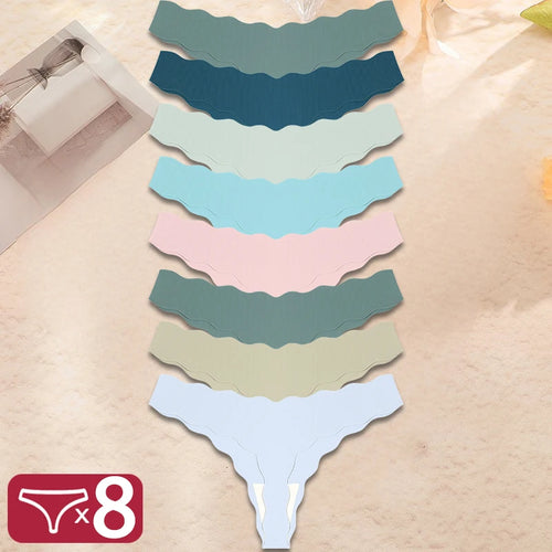 8Pcs Sexy Lingerie Women's Seamless Panties Ice Silk G-String Female