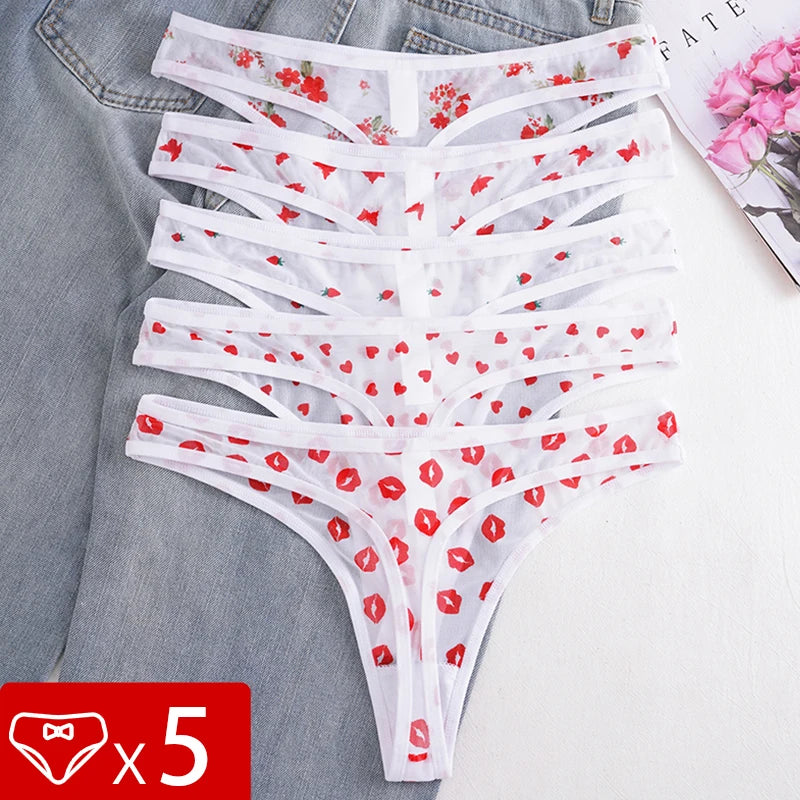 5pcs/Set Print Design Sexy Women thongs Fashion New Panty Underwear
