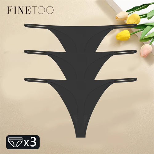 FINETOO 3PCS Women Seamless Thongs Sexy Low Waist Bikini Panties