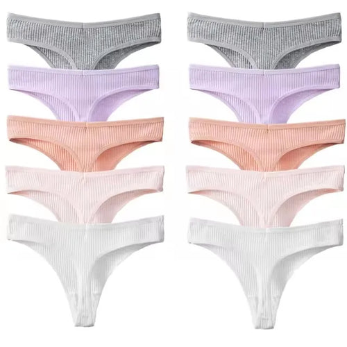 10Pcs/Set Women's New Thong Underwear Cotton Thread Underwear