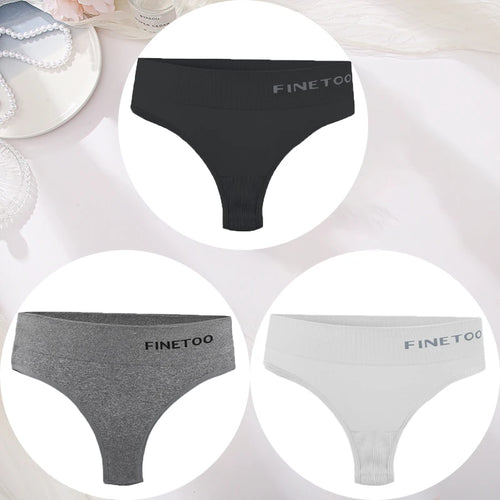 3PCS/Set Women's Panties Sexy Underwear FINETOO Large Size Thong Women