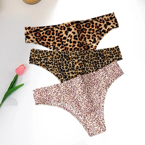 WarmSteps 3Pcs/Set Sexy Leopard Thongs Women's Panties Thongs 2024 New