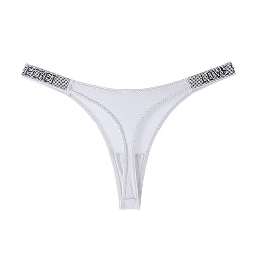 Low Waist Sexy Panties Women Thongs Rhinestones Letter Diamonds