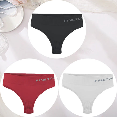 3PCS/Set Women's Panties Sexy Underwear FINETOO Large Size Thong Women