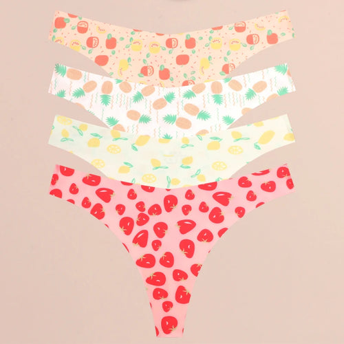 FINETOO 4Pcs Ultra Soft Underwear For Women Sexy Graphic Print