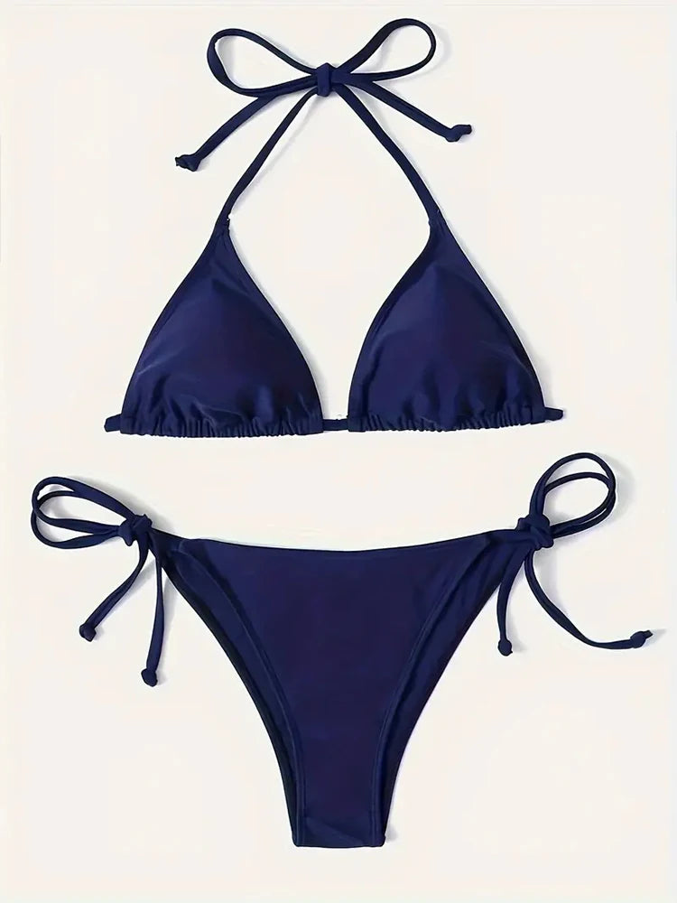 Swimwear Thong Bikini Set Sexy New Navy Blue Swimsuits Woman Sexy