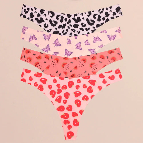 FINETOO 4Pcs Ultra Soft Underwear For Women Sexy Graphic Print