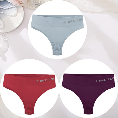 3PCS/Set Women's Panties Sexy Underwear FINETOO Large Size Thong Women